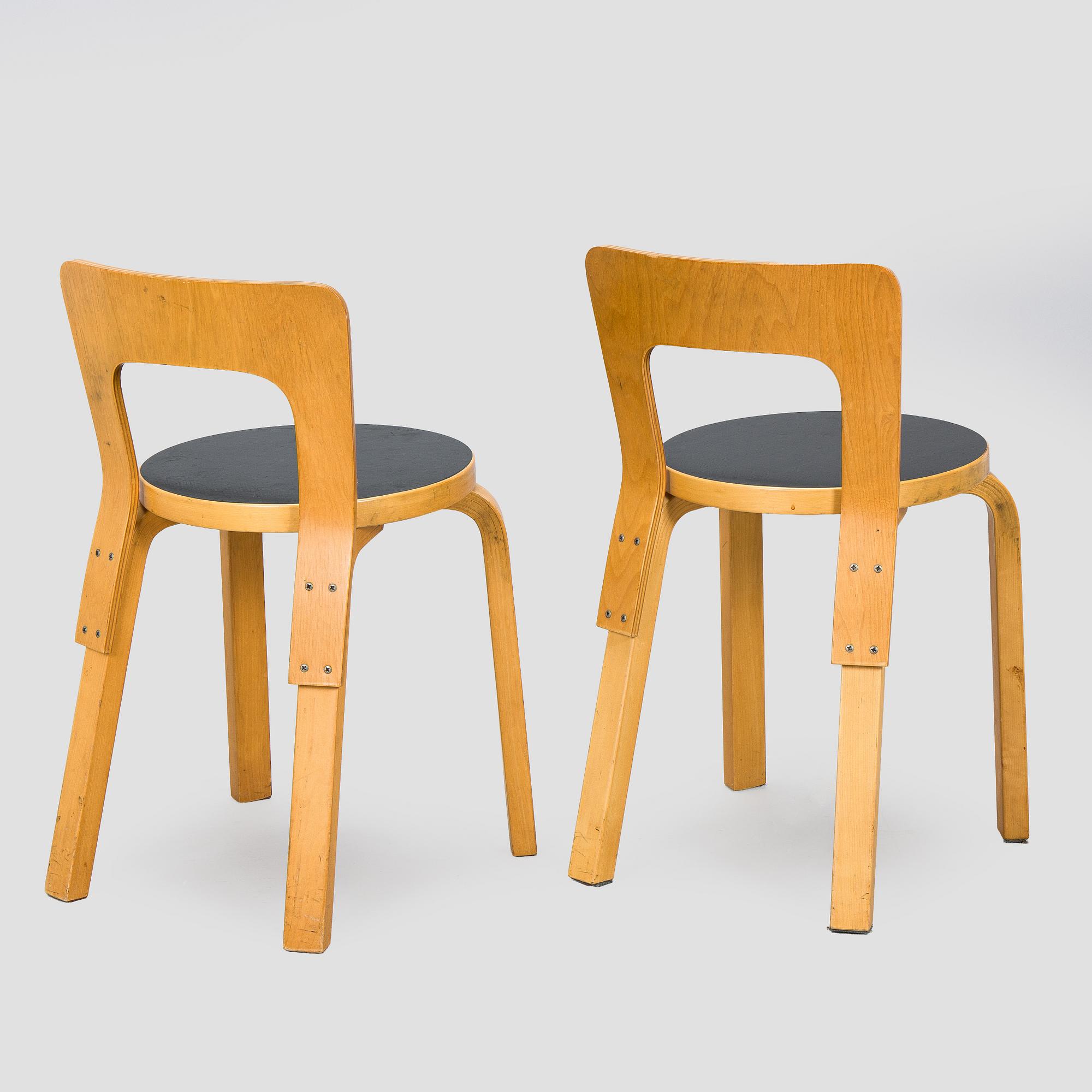 Alvar Aalto, tuoleja 6 kpl, malli 66, Artek, 1900-luvun loppu.