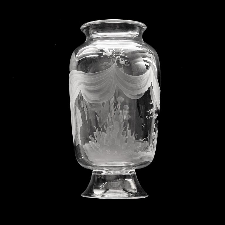 Edvin Öhrström, a glass vase, Orrefors, Sweden, 1957.