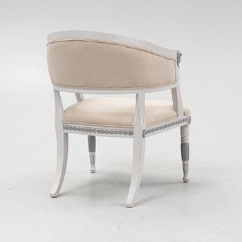A late Gustavian style armchair, contemporary.