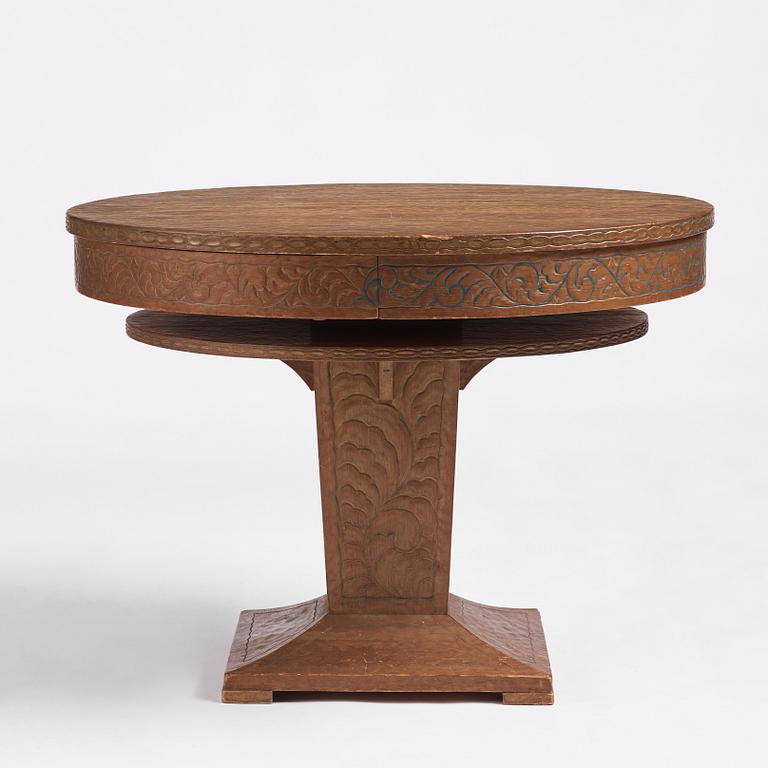 Otto Wretling, attributed to, an Art Nouveau pine table, Sweden early 20th century.