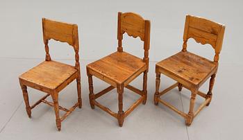 STOLAR, 3 st, snarlika, allmoge, 1800-tal.