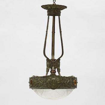 Taklampa, brons, Jugend, Böhlmarks lampfabrik 1907-24.