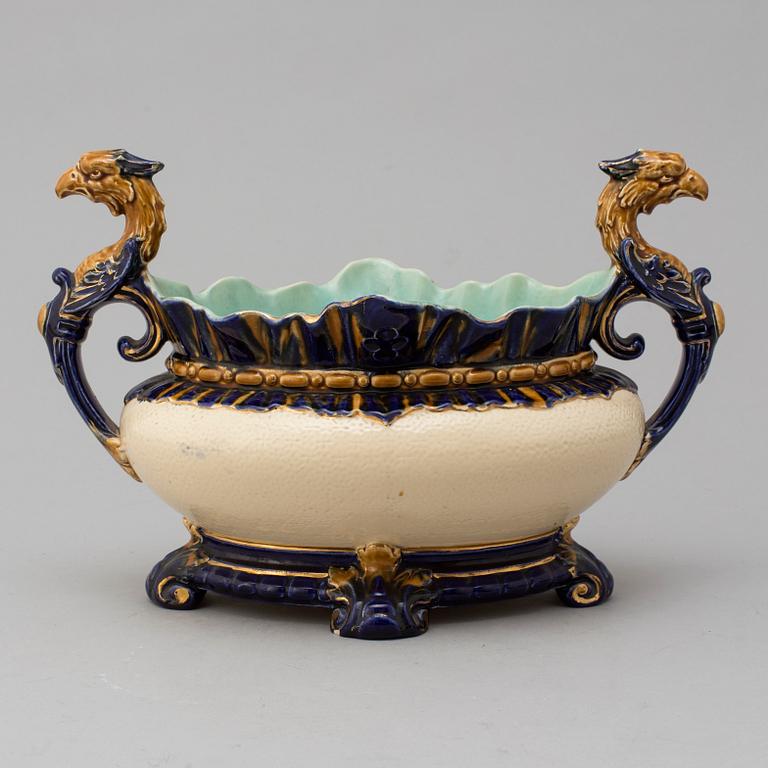 An earthenware jardiniere from Rörstrand, late 19th century.