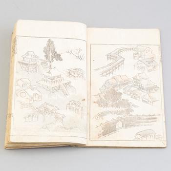 Four Japanese woodblock printed books, 19th century.
