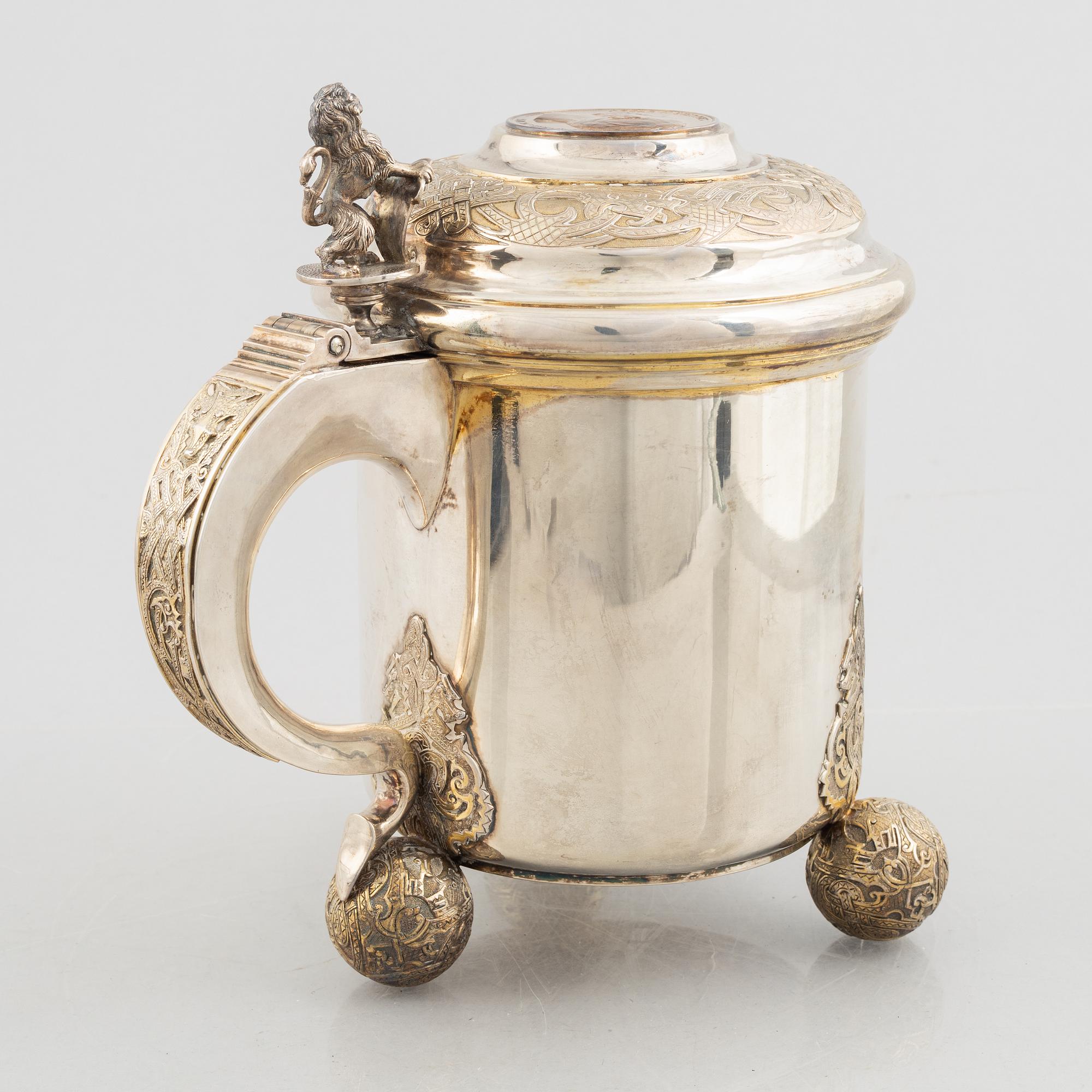 A Swedish silver tankard, mark of CG Hallberg, Stockholm 1887.