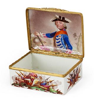 A German 18th century enamelled snuff-box with portrait of Frederick II.