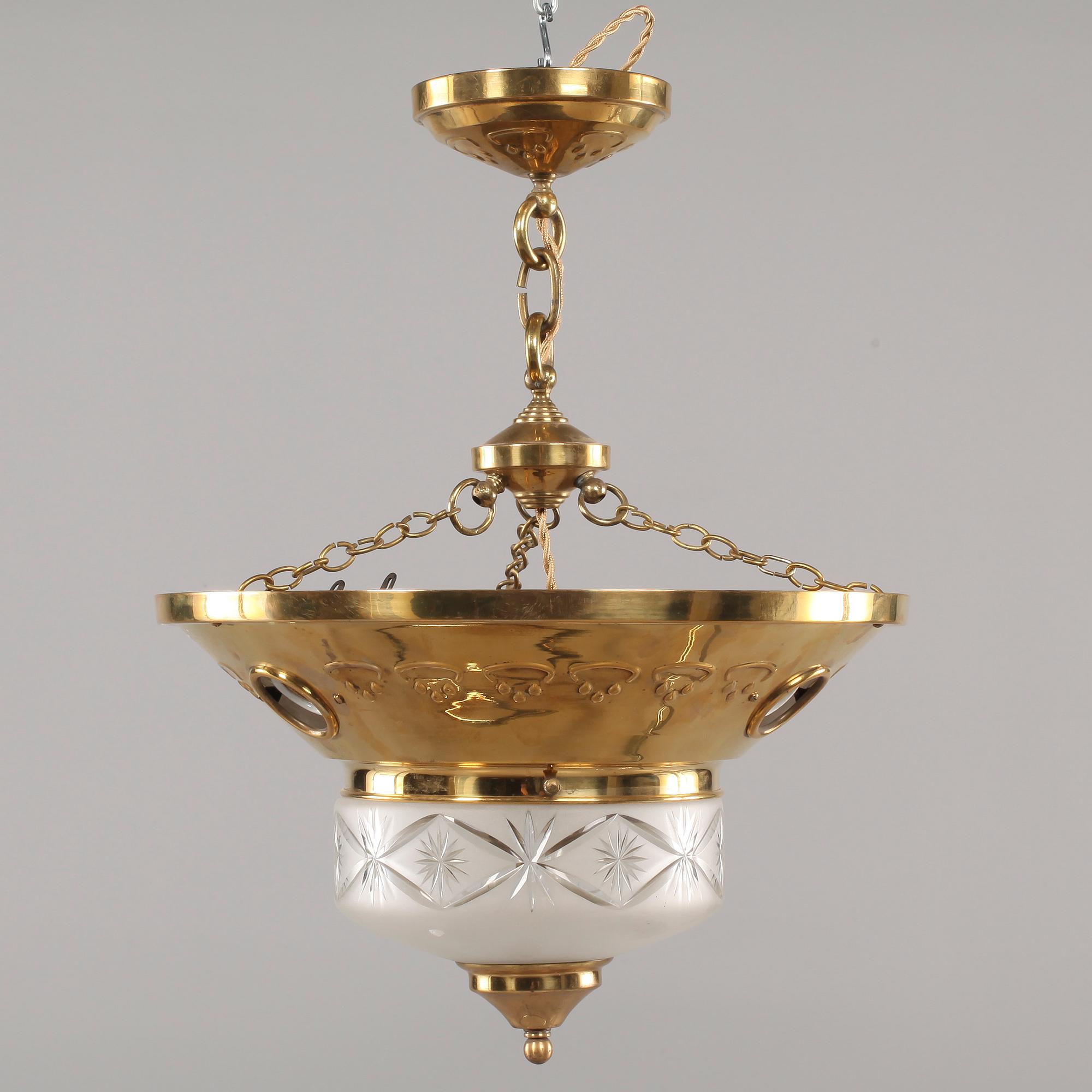TAKLAMPA, jugend, 1900-talets första del, höjd ca 50 cm.