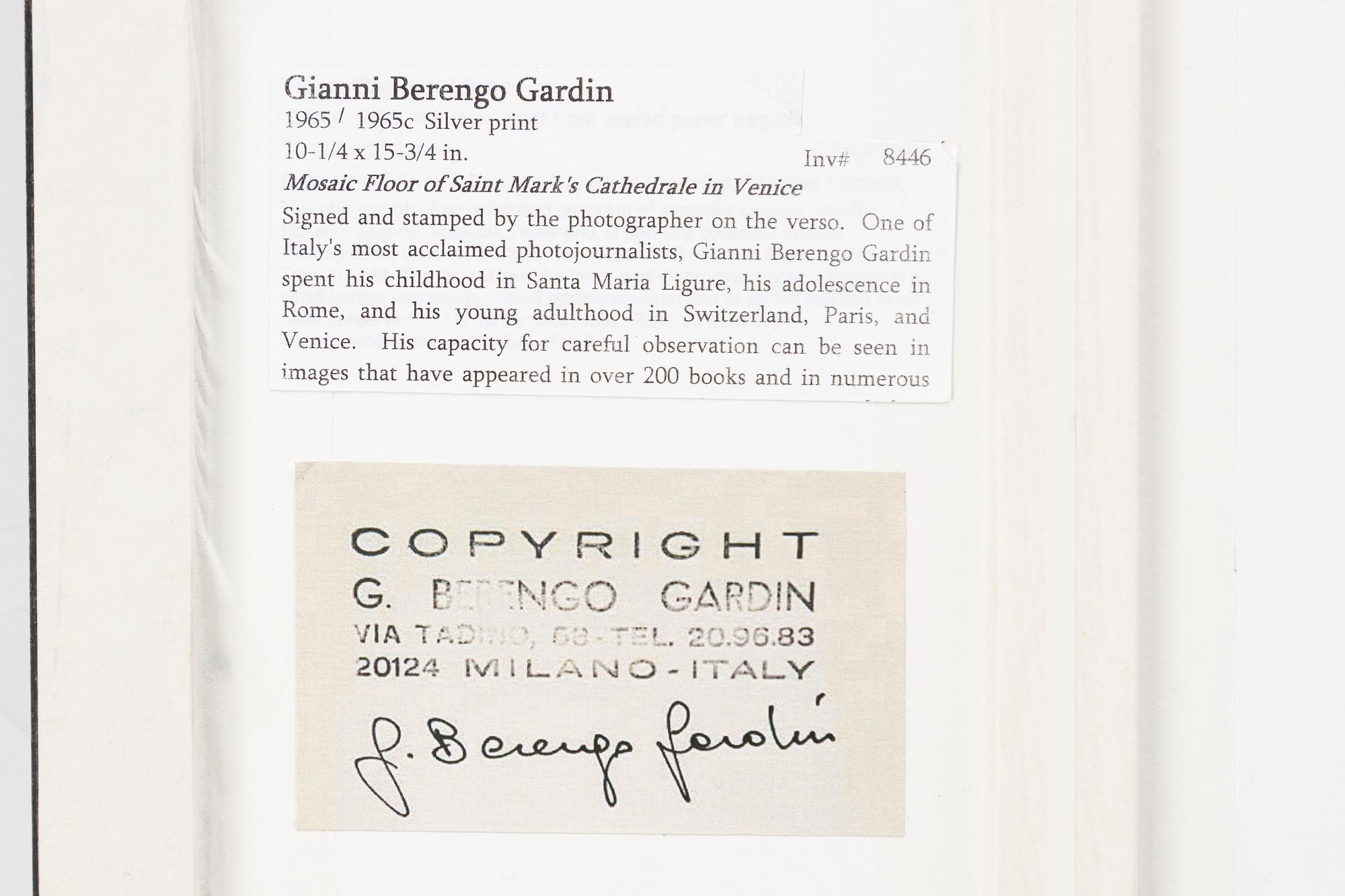 Gianni Berengo Gardin, "Mosaic Floor of Saint Mark's Cathedrale in Venice".