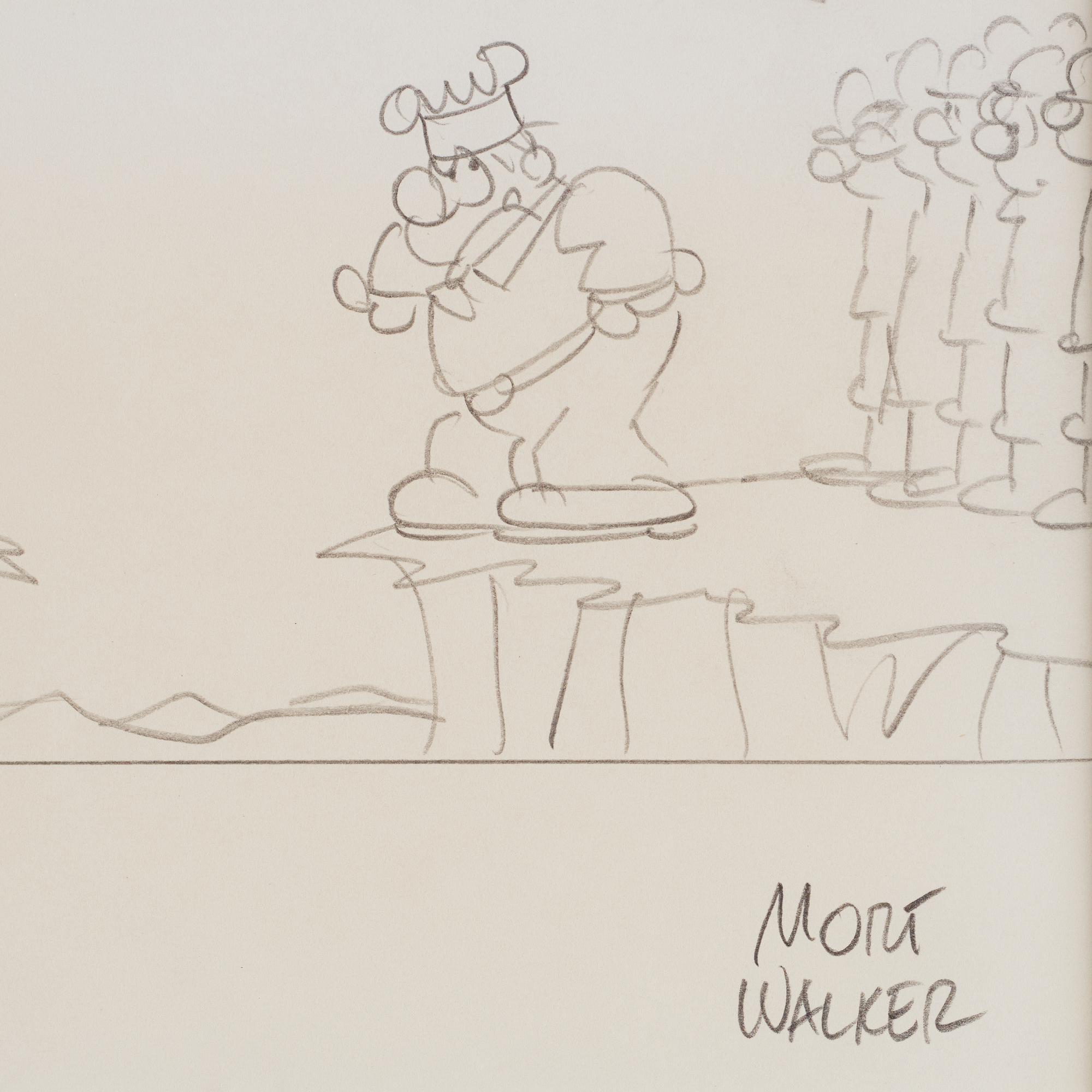 MORT WALKER, pencil drawing, signed.