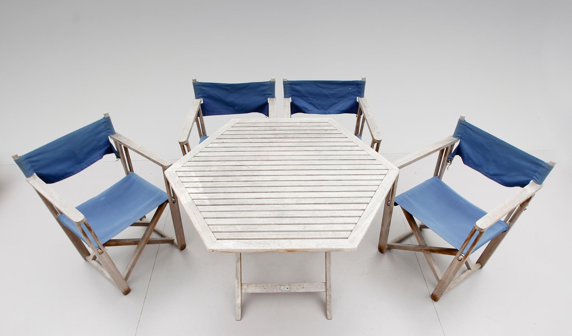 TRÄDGÅRDSMÖBEL, 5 delar, "På Kryss" Björn Hultén, samt "Viken", Gunnila Norin, 1900-talets andra hälft.