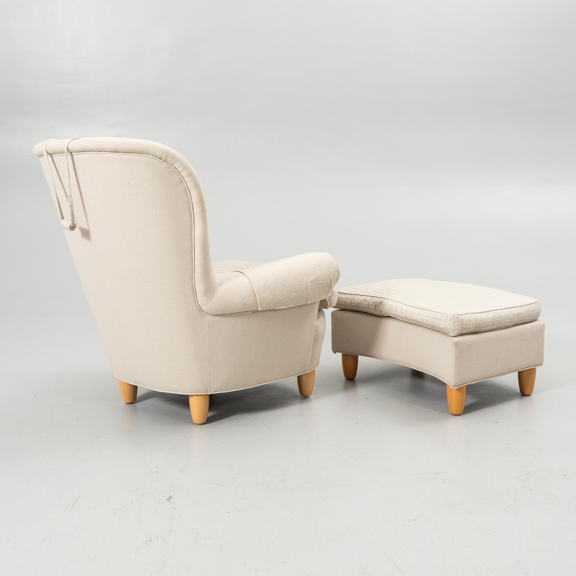 Carl Malmsten, Armchair with footstool, “Jättepaddan”, O. H. Sjögren, Tranås.