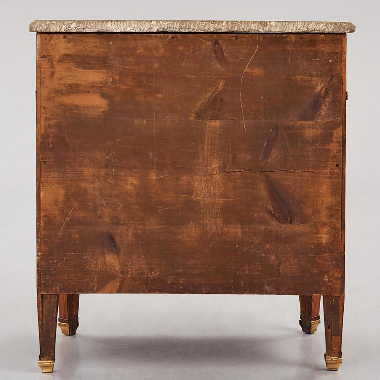 A Gustavian marquetry and gilt brass-mounted commode by G. Foltiern (master in Stockholm 1771-1804), dated 1782.