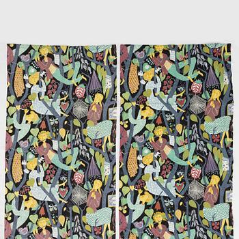 Stig Lindberg, six "Melodi" curtains, Sweden.