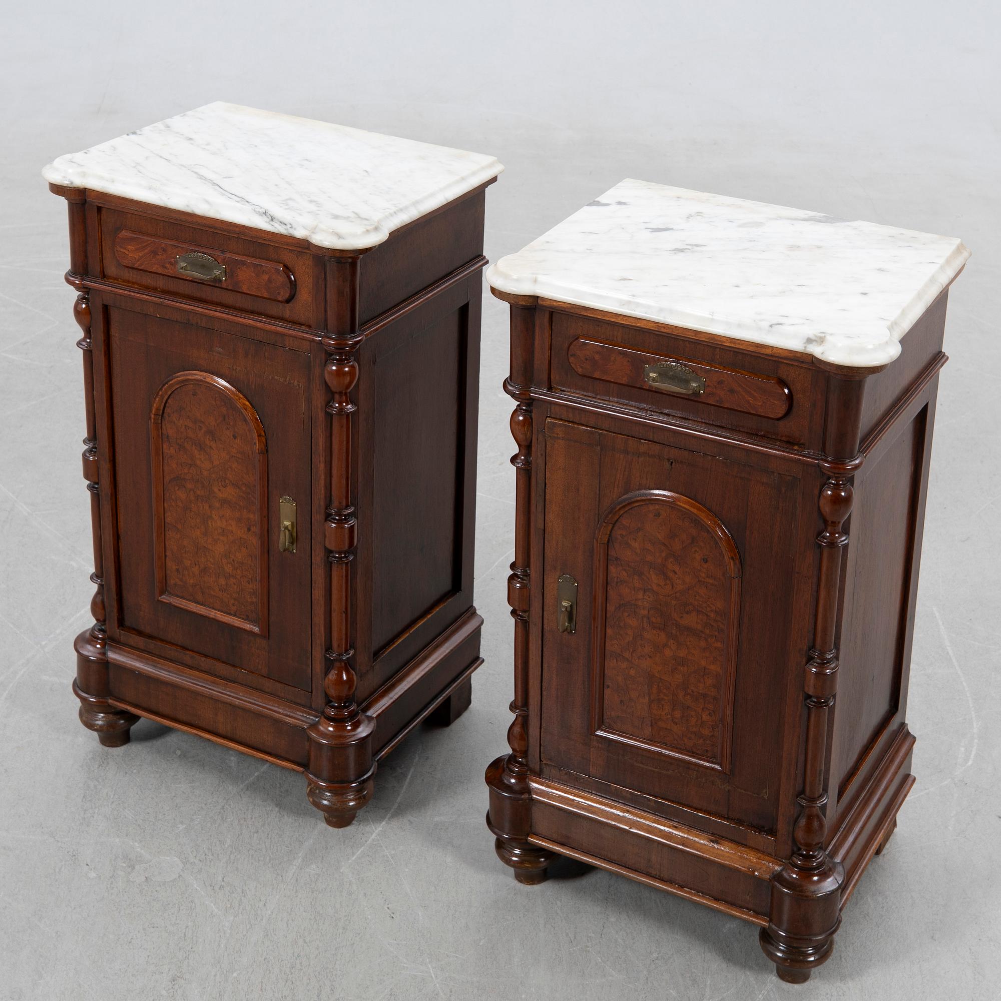 Nightstands, a pair, first half of the 20th century.