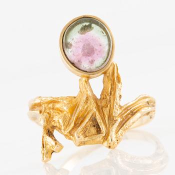 Björn Weckström, ring, 18K gold with watermelon tourmaline, for Lapponia.