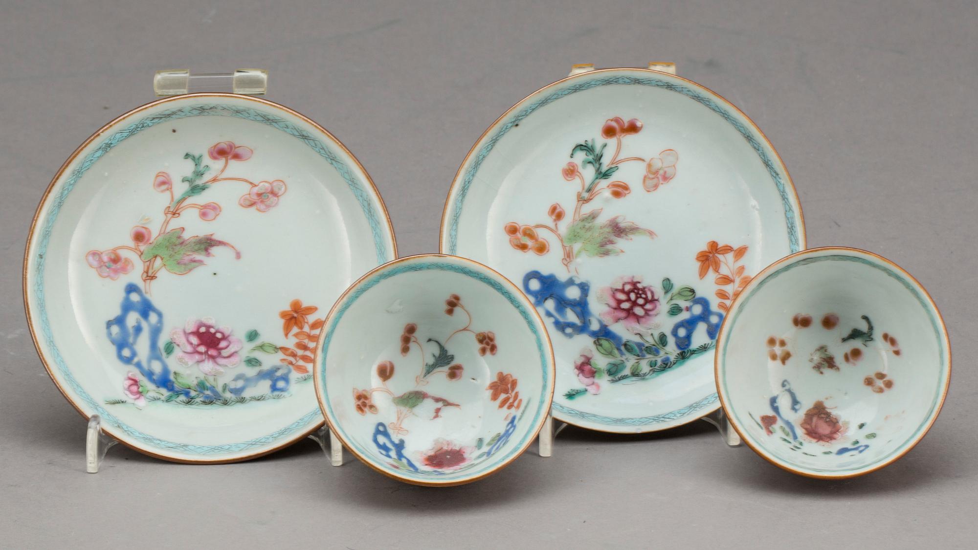 KOPPAR MED FAT, 2 st, Kina, Qianlong (1736-1795), porslin.