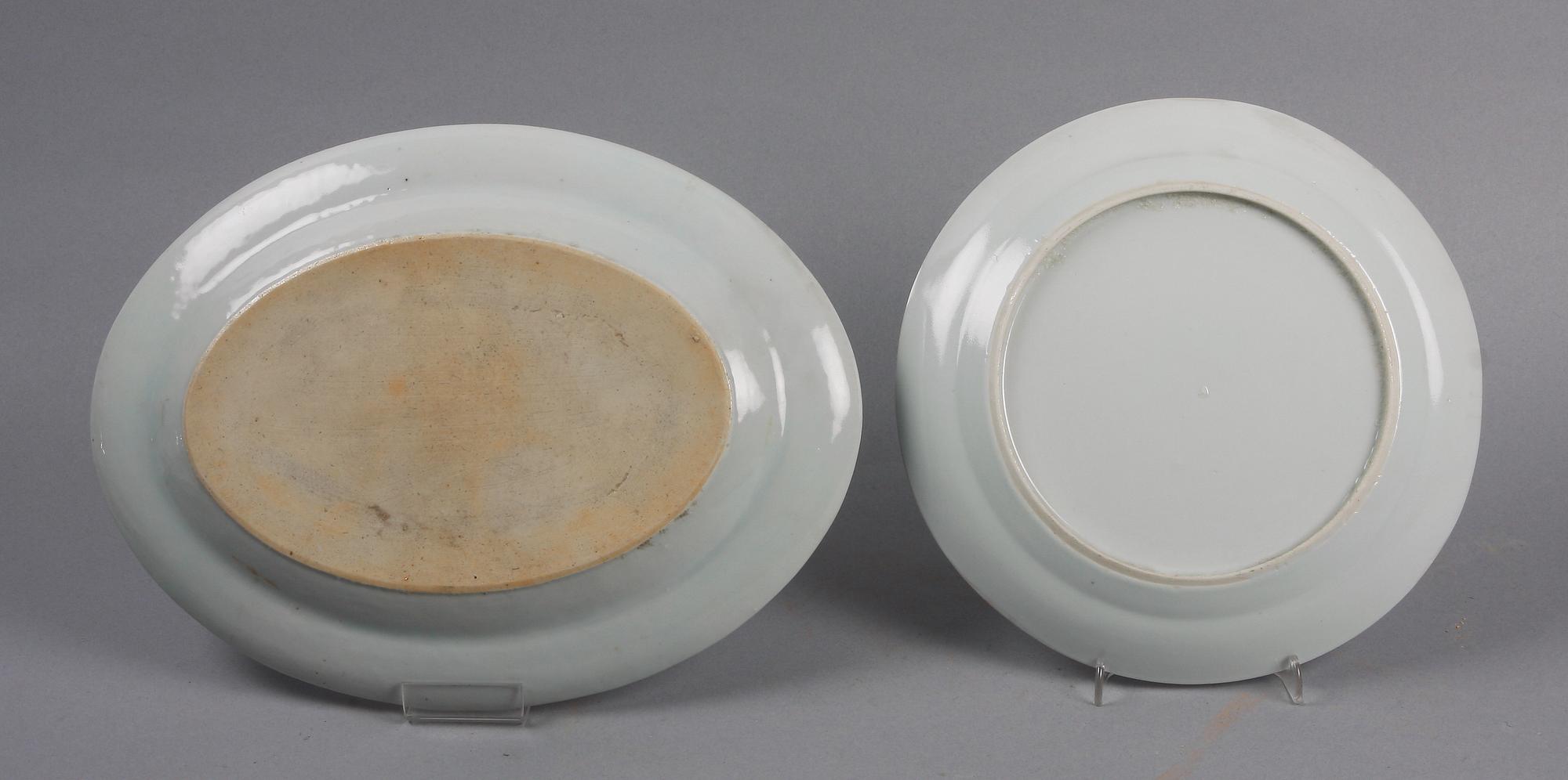 FAT SAMT TALLRIKAR, 5 delar, porslin, 1800-1900-tal.