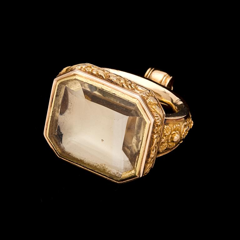 SIGNET, gold and citrine. Giron & Löngren, Stockholm, 1830.