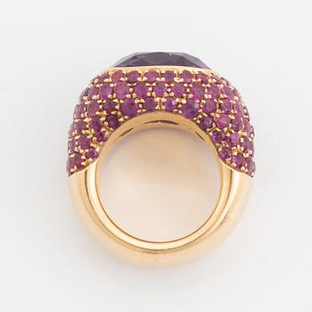 Amethyst and pink sapphire ring.