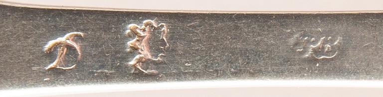 A Swedish 18th century set of seven silver forks mark of Petter Bergenau Stockholm 1716 total weight 506 gr.