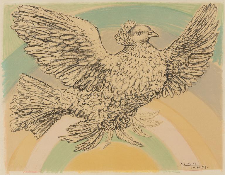 Pablo Picasso, "Colombe volant (À l'arc-en-ciel)".