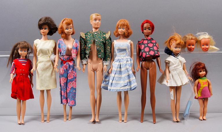 PARTI DOCKOR, 8 st, Bl.a Barbie, Midge, Ken.