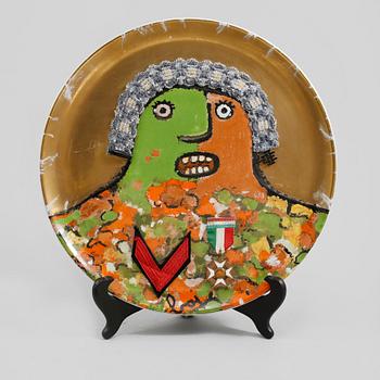 ENRICO BAJ, väggplakett, porslin, numrerad 1508/3000.