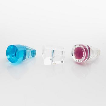 Siv Lagerström, tre ringar akrylplast, 1970-tal.