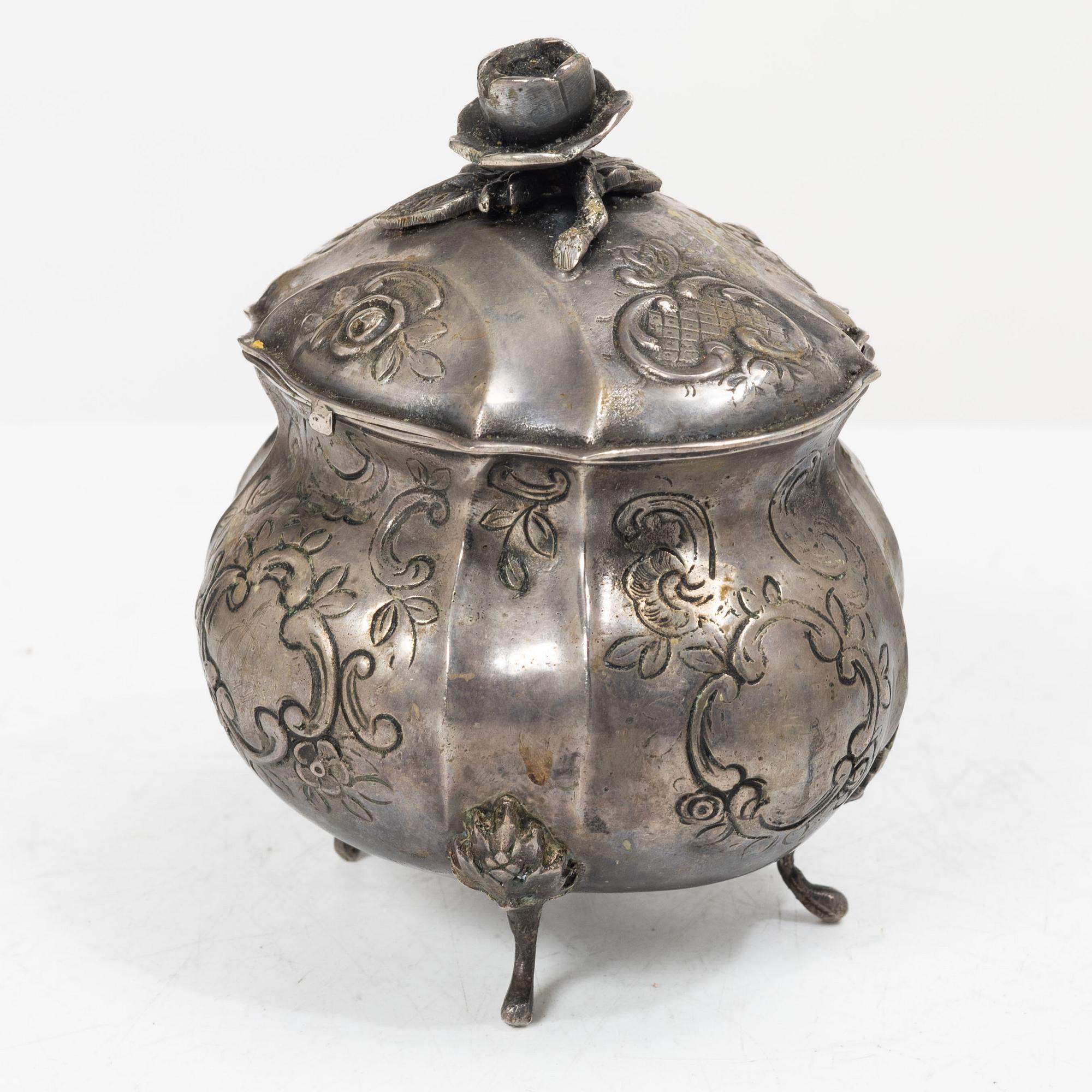 Sven Carlsson, Sugar box, silver, Rococo style, 1972.