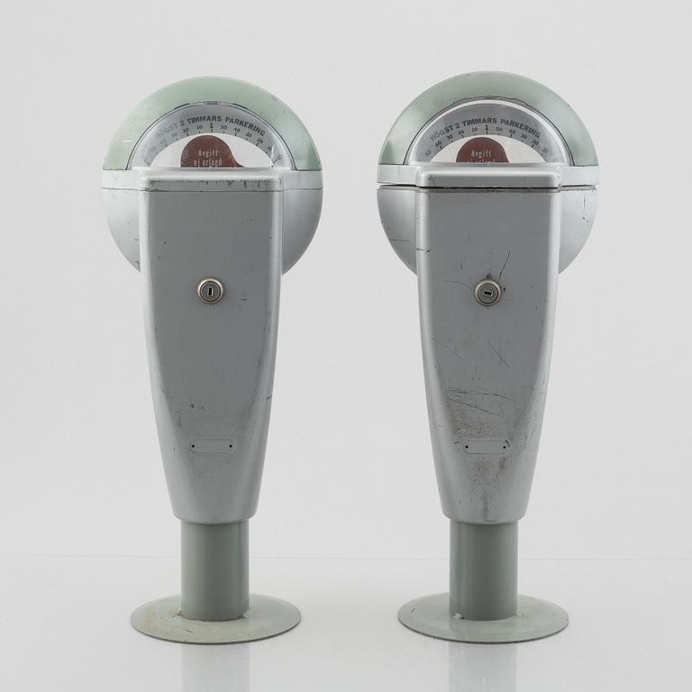 Parking meters, a pair, "Duncan Meter", Duncan Industries U.S.A, second half of the 20th century.