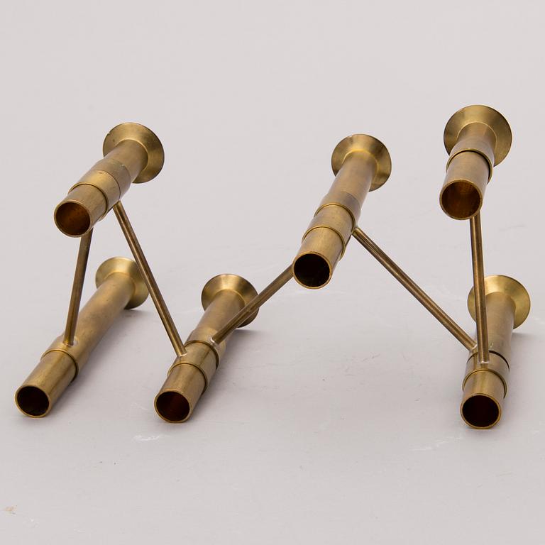 A 1970s 'Nonstop' brass serial candelabra by Hopeakeskus, Finland.