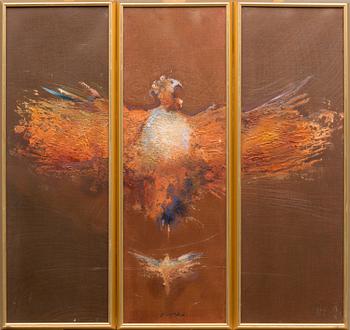 triptych, oil on canvas, signed.