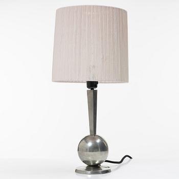 Art Déco, A Swedish pewter table lamp, K.E. & Co, Eskilstuna 1932.