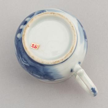 Seven blue and white porcelain cream cups, CHina, Qing dynasty, 19th century.