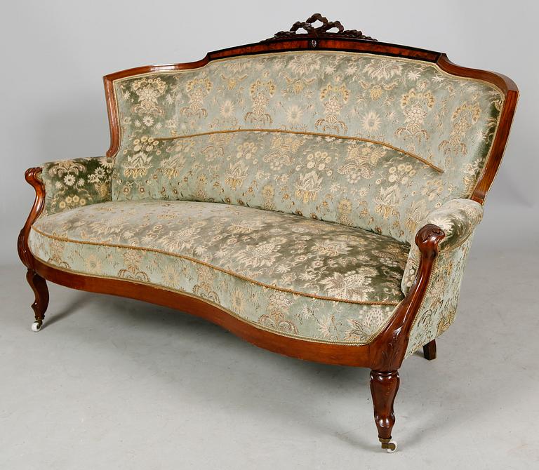 SALONGSMÖBEL, 6 delar, nyrokoko, sent 1800-tal.