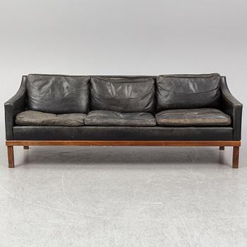 A black leather "The President" sofa by Ingemar Thillmark for OPE-möbler. Sweden.
