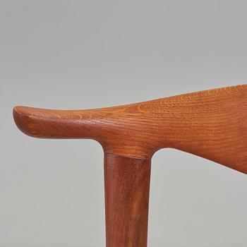 HANS J WEGNER, a teak, oak and cane "Cowhorn chair", JH 505, Johannes Hansen, Denmark 1950-60's.