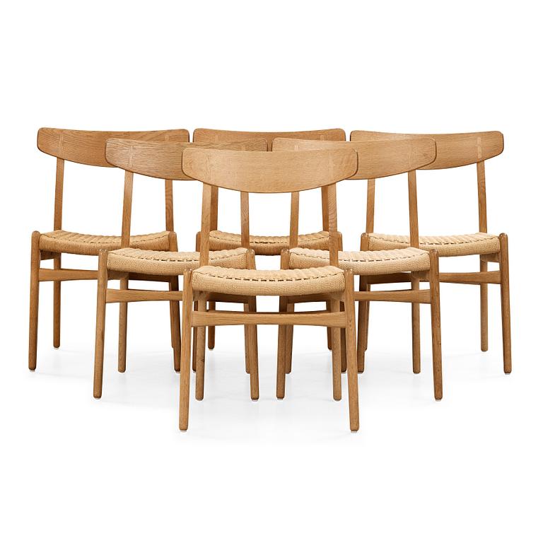 Hans J. Wegner, a set of six 'CH-23', chairs, Carl Hansen & Son, Odense, Denmark.