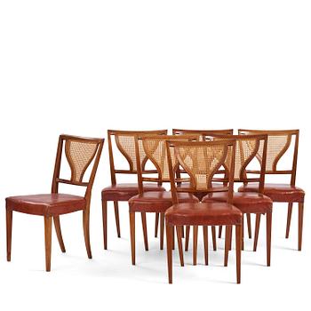 266. Josef Frank, a set of seven "Linden's dining chairs", model "B 1039", Firma Svenskt Tenn, specially commissioned ca 1940.