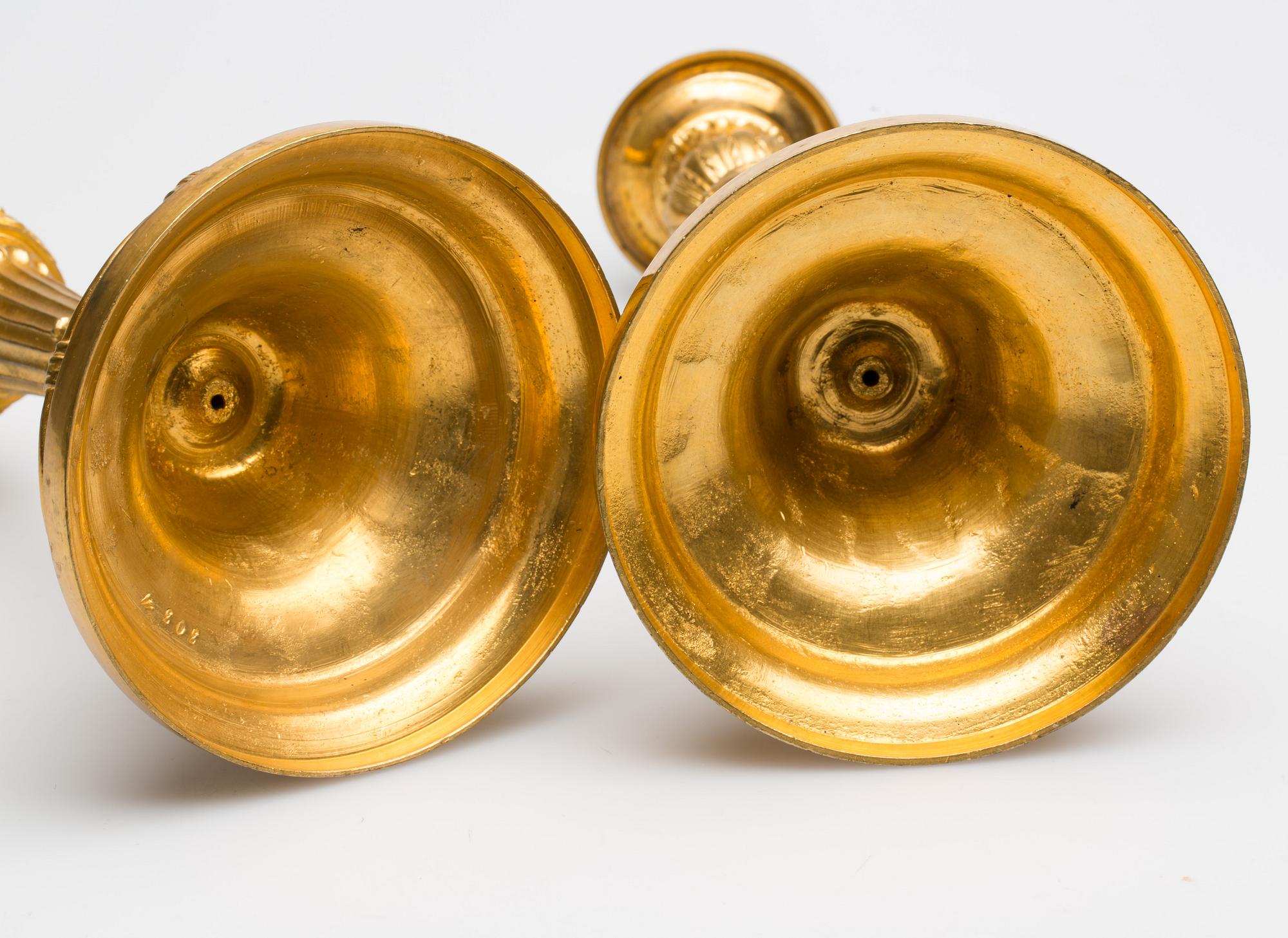 LJUSSTAKAR, ett par, Louis XVI-stil, brons, 1800-tal.