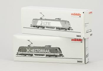 ELEKTRISKA LOK, 2 st, Märklin H0 36831 samt 36602, 1900-talets andra hälft.