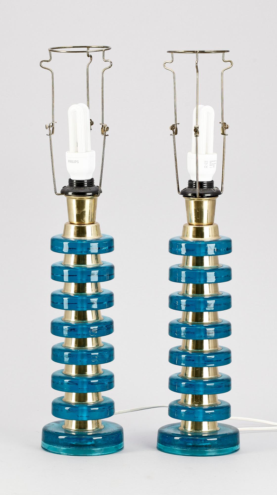 BORDSLAMPOR, ett par, glas, 1970-tal.