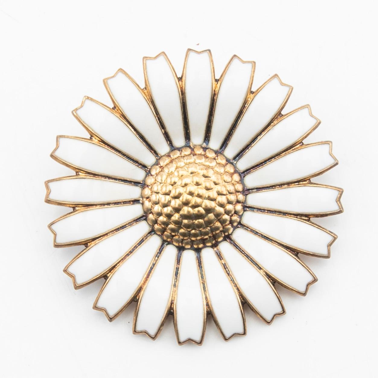 Brooch, gilded silver and enamel, "Daisy", A. Michelsen, for Georg Jensen, Denmark.