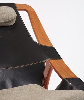 Arne Tideman Ruud, a teak and black leather lounge chair 'Holmenkollen'/'3030', A/S Inventar, Gjövik, Norway 1960s.