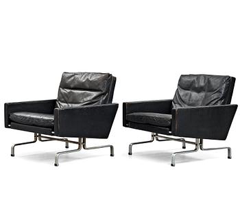 Poul Kjaerholm, a pair of "PK31" easy chairs, edition E Kold Christensen, Denmark 1960's.