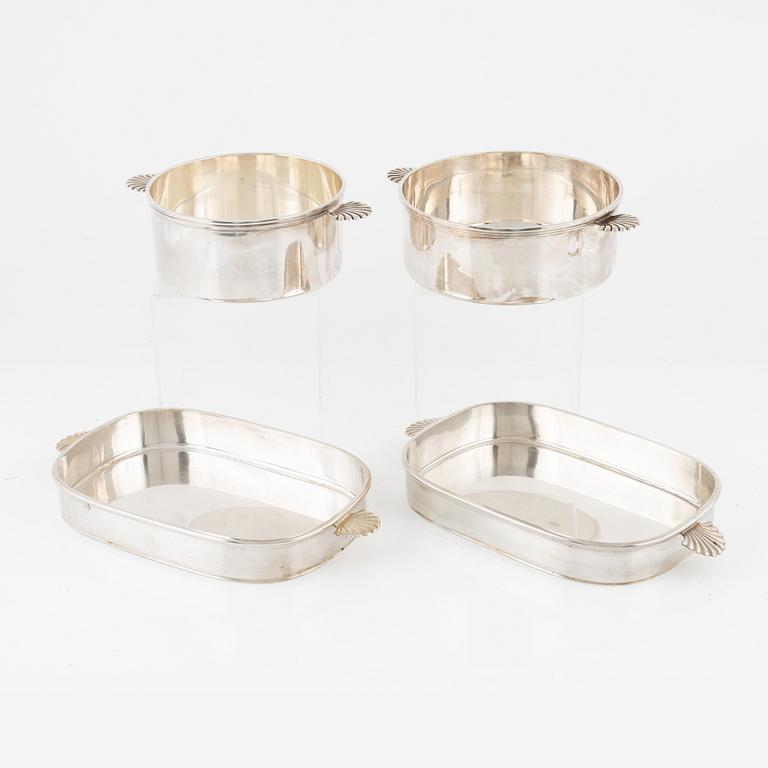 Four silverplated deep dishes by CG Råström.