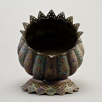 SKÅL på STÄLLNING, cloisonne, orientalisk, 1900-talets början.