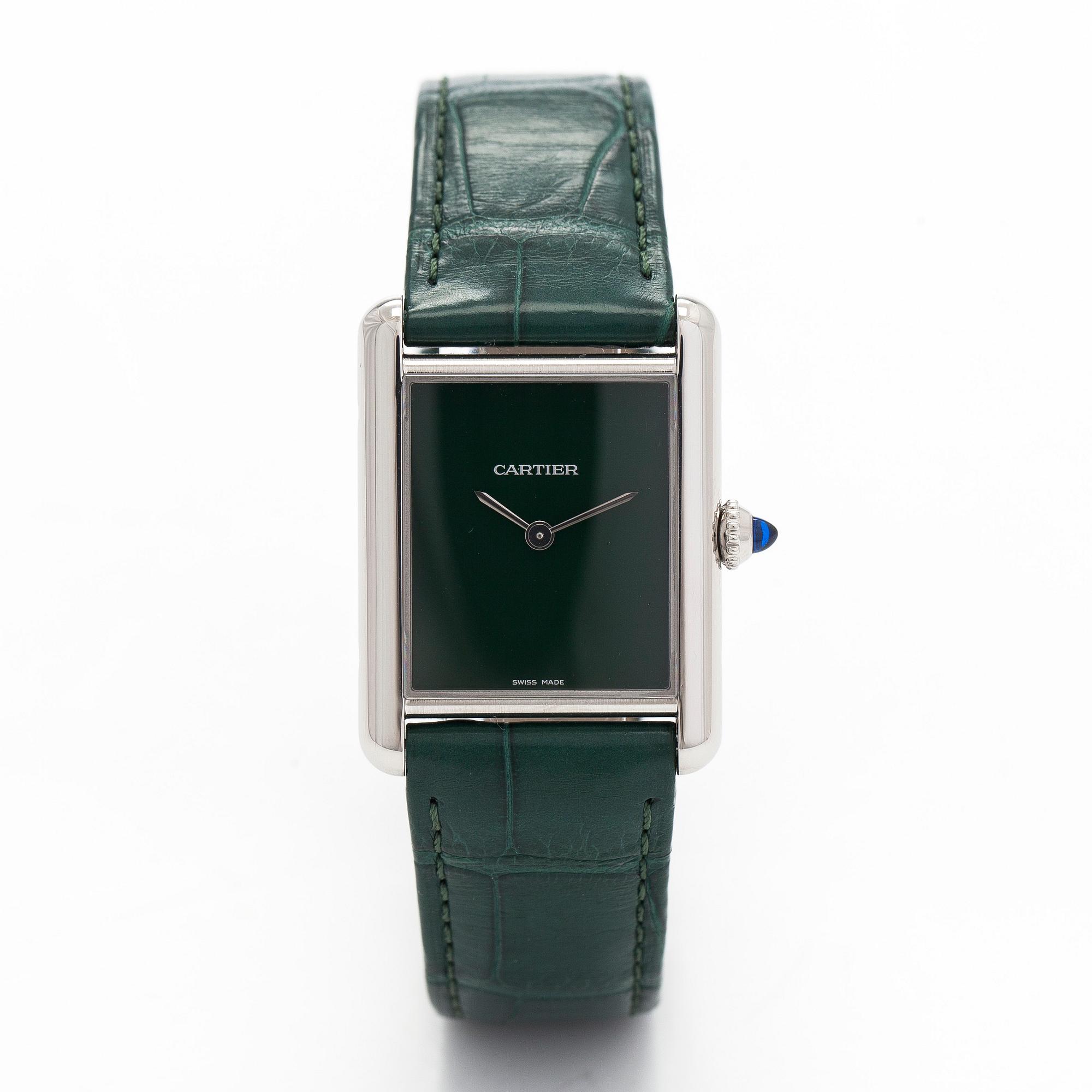 Cartier, Tank Must de Cartier, "Green Lacquered Dial", armbandsur, 33,5 x 25,5 mm.