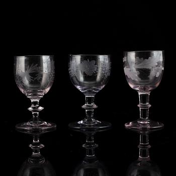 Six similar wine glasses, mid 19th century.
