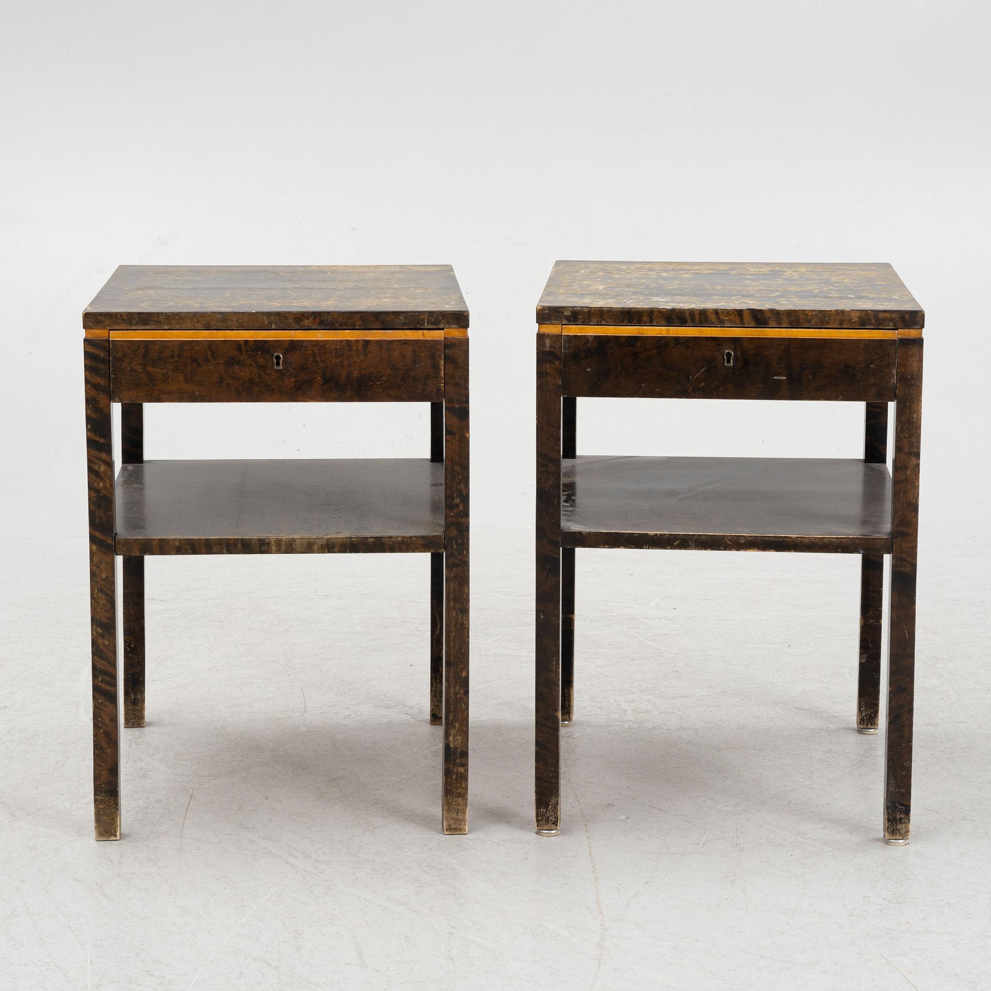 Otto Schulz, sängbord, ett par, funkis, Boet, Göteborg, 1930-tal.